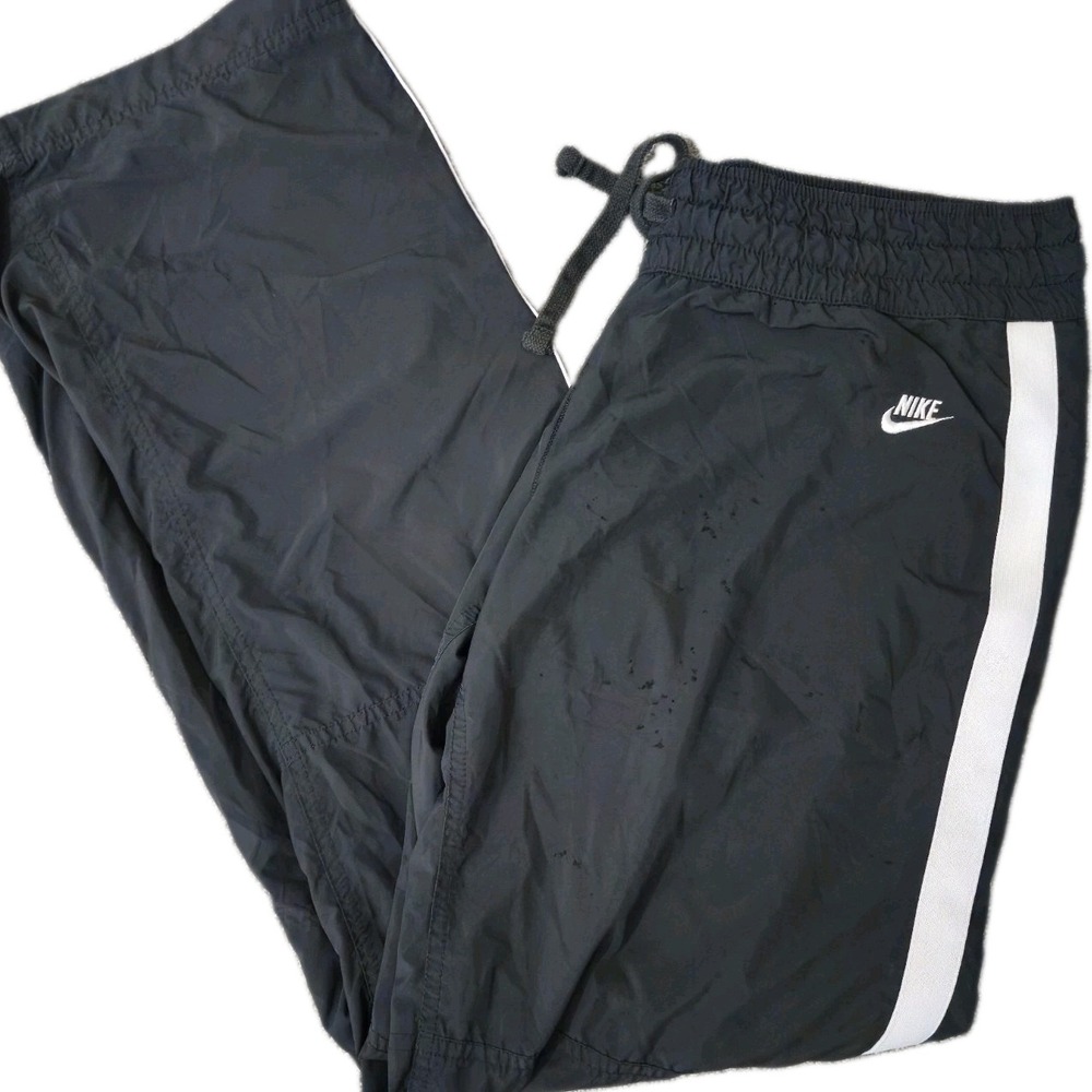 Vintage Y2K Nike Women's Track Sweat Pants Black White Size L Gym Gray Tag